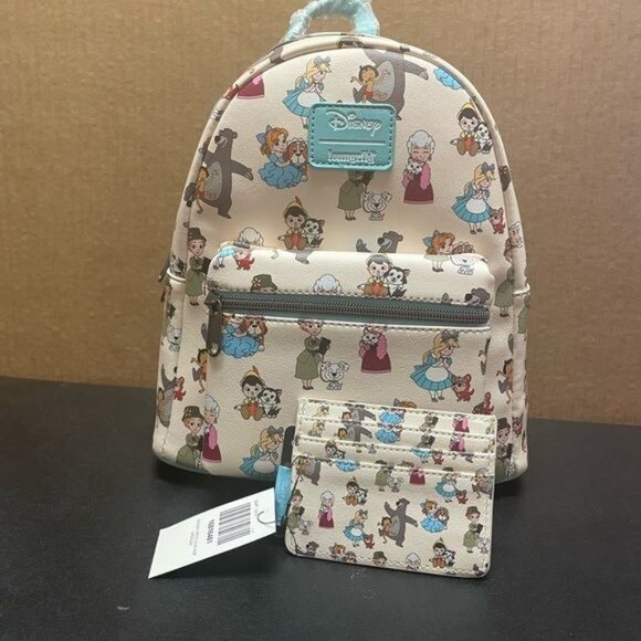 DISNEY Loungefly Disney Pets Chibi Animals Love Mini Backpack & Card Holder - Picture 2 of 15